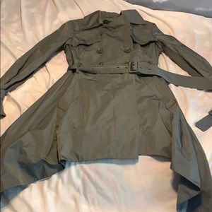 Asymmetrical grey trench coat